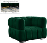 Gwen Velvet / Engineered Wood / Metal / Foam Contemporary Green Velvet Chair - 46" W x 35" D x 29.5" H