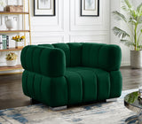 Gwen Velvet / Engineered Wood / Metal / Foam Contemporary Green Velvet Chair - 46" W x 35" D x 29.5" H