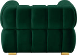 Gwen Velvet / Engineered Wood / Metal / Foam Contemporary Green Velvet Chair - 46" W x 35" D x 29.5" H