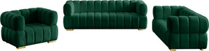 Gwen Velvet / Engineered Wood / Metal / Foam Contemporary Green Velvet Loveseat - 68" W x 35" D x 29.5" H
