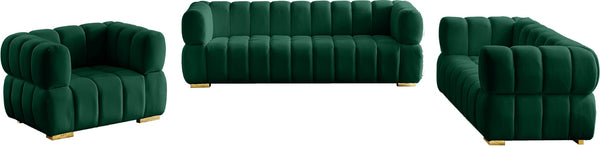 Gwen Velvet / Engineered Wood / Metal / Foam Contemporary Green Velvet Loveseat - 68" W x 35" D x 29.5" H