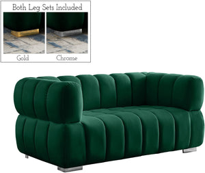 Gwen Velvet / Engineered Wood / Metal / Foam Contemporary Green Velvet Loveseat - 68" W x 35" D x 29.5" H