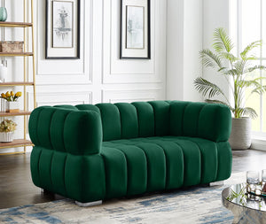 Gwen Velvet / Engineered Wood / Metal / Foam Contemporary Green Velvet Loveseat - 68" W x 35" D x 29.5" H