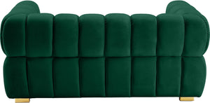 Gwen Velvet / Engineered Wood / Metal / Foam Contemporary Green Velvet Loveseat - 68" W x 35" D x 29.5" H