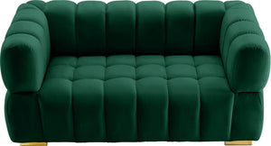 Gwen Velvet / Engineered Wood / Metal / Foam Contemporary Green Velvet Loveseat - 68" W x 35" D x 29.5" H