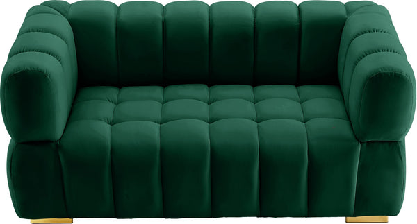 Gwen Velvet / Engineered Wood / Metal / Foam Contemporary Green Velvet Loveseat - 68" W x 35" D x 29.5" H