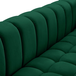Gwen Velvet / Engineered Wood / Metal / Foam Contemporary Green Velvet Loveseat - 68" W x 35" D x 29.5" H