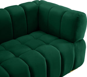 Gwen Velvet / Engineered Wood / Metal / Foam Contemporary Green Velvet Loveseat - 68" W x 35" D x 29.5" H