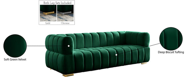 Gwen Velvet / Engineered Wood / Metal / Foam Contemporary Green Velvet Sofa - 91" W x 35" D x 29.5" H