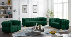 Gwen Velvet / Engineered Wood / Metal / Foam Contemporary Green Velvet Sofa - 91" W x 35" D x 29.5" H