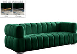 Gwen Velvet / Engineered Wood / Metal / Foam Contemporary Green Velvet Sofa - 91" W x 35" D x 29.5" H