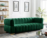 Gwen Velvet / Engineered Wood / Metal / Foam Contemporary Green Velvet Sofa - 91" W x 35" D x 29.5" H