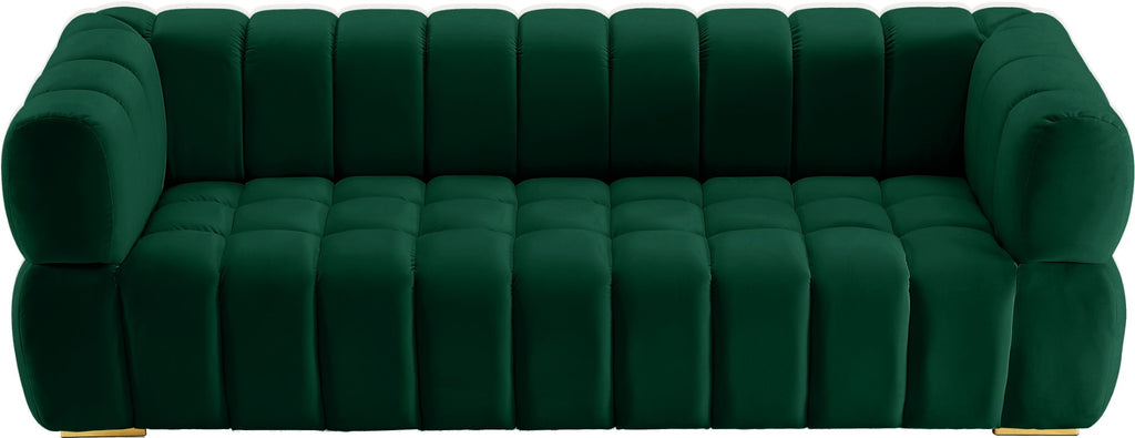 Gwen Velvet / Engineered Wood / Metal / Foam Contemporary Green Velvet Sofa - 91" W x 35" D x 29.5" H