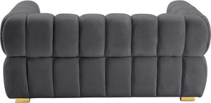 Gwen Velvet / Engineered Wood / Metal / Foam Contemporary Grey Velvet Loveseat - 68" W x 35" D x 29.5" H
