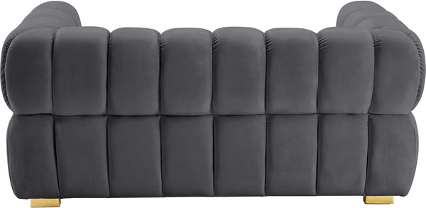 Gwen Velvet / Engineered Wood / Metal / Foam Contemporary Grey Velvet Loveseat - 68" W x 35" D x 29.5" H