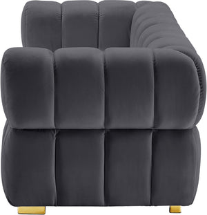 Gwen Velvet / Engineered Wood / Metal / Foam Contemporary Grey Velvet Loveseat - 68" W x 35" D x 29.5" H