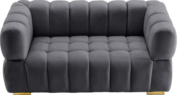 Gwen Velvet / Engineered Wood / Metal / Foam Contemporary Grey Velvet Loveseat - 68" W x 35" D x 29.5" H