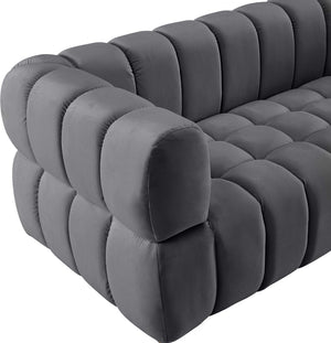 Gwen Velvet / Engineered Wood / Metal / Foam Contemporary Grey Velvet Sofa - 91" W x 35" D x 29.5" H