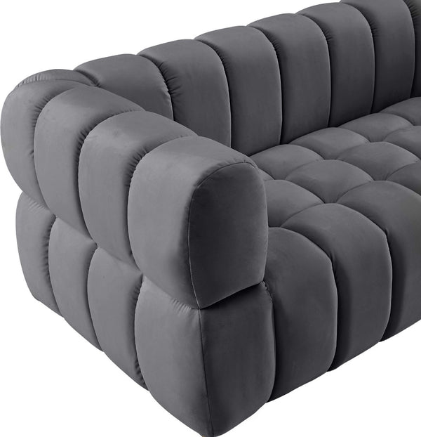 Gwen Velvet / Engineered Wood / Metal / Foam Contemporary Grey Velvet Sofa - 91" W x 35" D x 29.5" H