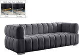 Gwen Velvet / Engineered Wood / Metal / Foam Contemporary Grey Velvet Sofa - 91" W x 35" D x 29.5" H