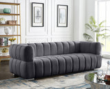 Gwen Velvet / Engineered Wood / Metal / Foam Contemporary Grey Velvet Sofa - 91" W x 35" D x 29.5" H