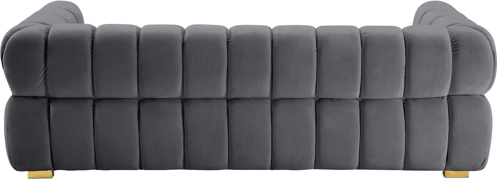 Gwen Velvet / Engineered Wood / Metal / Foam Contemporary Grey Velvet Sofa - 91" W x 35" D x 29.5" H