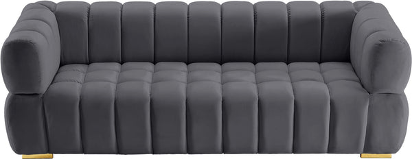Gwen Velvet / Engineered Wood / Metal / Foam Contemporary Grey Velvet Sofa - 91" W x 35" D x 29.5" H