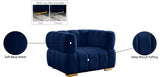 Gwen Velvet / Engineered Wood / Metal / Foam Contemporary Navy Velvet Chair - 46" W x 35" D x 29.5" H