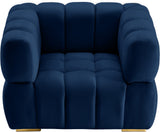 Gwen Velvet / Engineered Wood / Metal / Foam Contemporary Navy Velvet Chair - 46" W x 35" D x 29.5" H