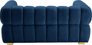 Gwen Velvet / Engineered Wood / Metal / Foam Contemporary Navy Velvet Loveseat - 68" W x 35" D x 29.5" H