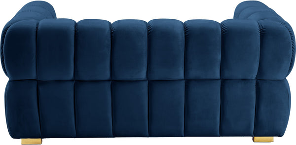 Gwen Velvet / Engineered Wood / Metal / Foam Contemporary Navy Velvet Loveseat - 68" W x 35" D x 29.5" H