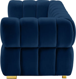Gwen Velvet / Engineered Wood / Metal / Foam Contemporary Navy Velvet Loveseat - 68" W x 35" D x 29.5" H