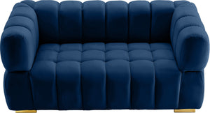 Gwen Velvet / Engineered Wood / Metal / Foam Contemporary Navy Velvet Loveseat - 68" W x 35" D x 29.5" H