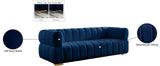 Gwen Velvet / Engineered Wood / Metal / Foam Contemporary Navy Velvet Sofa - 91" W x 35" D x 29.5" H