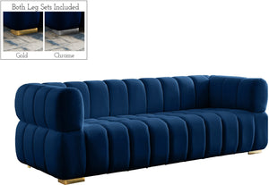 Gwen Velvet / Engineered Wood / Metal / Foam Contemporary Navy Velvet Sofa - 91" W x 35" D x 29.5" H