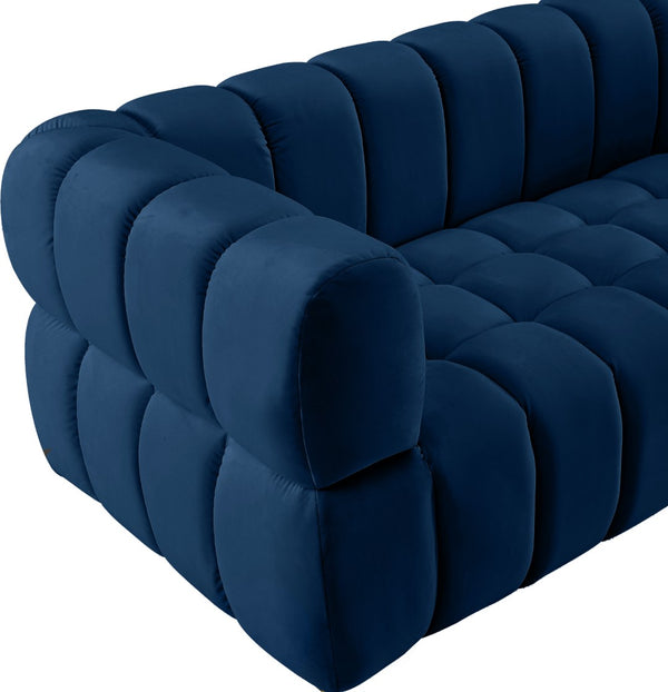 Gwen Velvet / Engineered Wood / Metal / Foam Contemporary Navy Velvet Sofa - 91" W x 35" D x 29.5" H