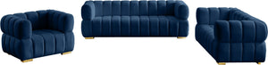 Gwen Velvet / Engineered Wood / Metal / Foam Contemporary Navy Velvet Sofa - 91" W x 35" D x 29.5" H