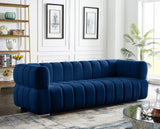 Gwen Velvet / Engineered Wood / Metal / Foam Contemporary Navy Velvet Sofa - 91" W x 35" D x 29.5" H