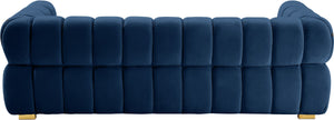 Gwen Velvet / Engineered Wood / Metal / Foam Contemporary Navy Velvet Sofa - 91" W x 35" D x 29.5" H