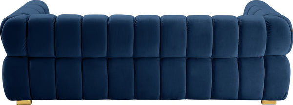 Gwen Velvet / Engineered Wood / Metal / Foam Contemporary Navy Velvet Sofa - 91" W x 35" D x 29.5" H