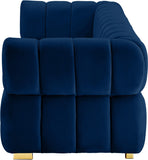 Gwen Velvet / Engineered Wood / Metal / Foam Contemporary Navy Velvet Sofa - 91" W x 35" D x 29.5" H