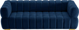 Gwen Velvet / Engineered Wood / Metal / Foam Contemporary Navy Velvet Sofa - 91" W x 35" D x 29.5" H