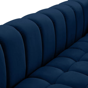 Gwen Velvet / Engineered Wood / Metal / Foam Contemporary Navy Velvet Sofa - 91" W x 35" D x 29.5" H