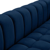 Gwen Velvet / Engineered Wood / Metal / Foam Contemporary Navy Velvet Sofa - 91" W x 35" D x 29.5" H