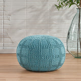 Yuny Handcrafted Modern Fabric Pouf, Blue Noble House