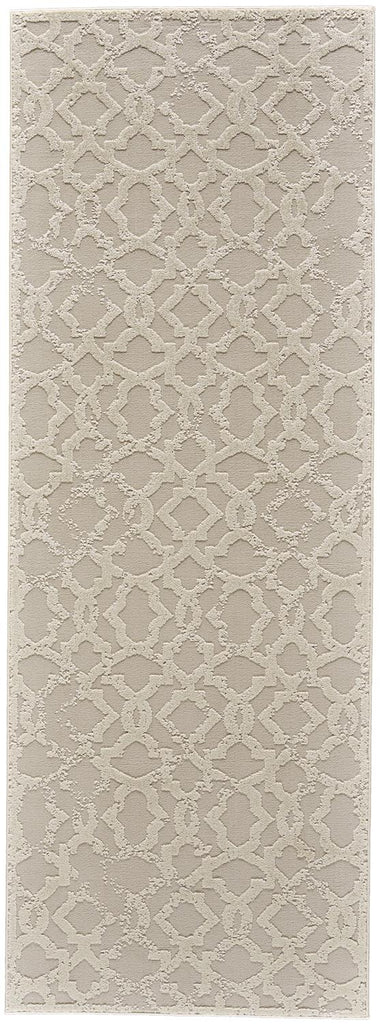 Akhari DIstressed Trellis Runner, Champagne Gold/Ivory Sand, 2ft-10in x 7ft-10in