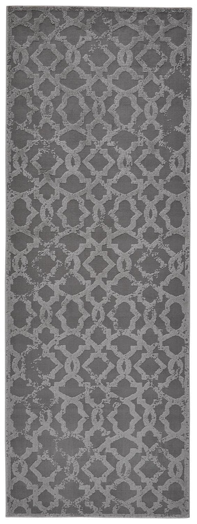 Akhari DIstressed Trellis Area Rug, Silver Gray/Steel Gray, 2ft-10in x 7ft-10in 