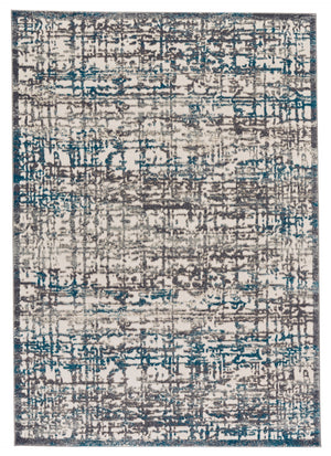 Akhari Textured Abstract Rug, Steel Gray/Deep Teal Blue, 8ft x 11ft Area Rug