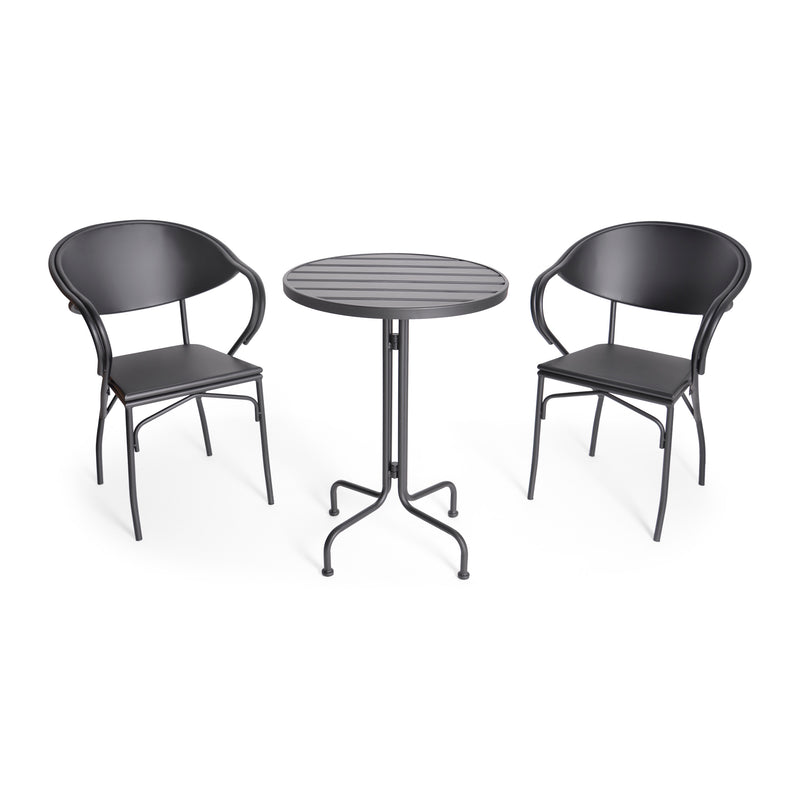 Palm Desert Outdoor Modern 3 Piece Bistro Set Matte Black