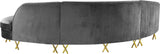 Serpentine Velvet / Engineered Wood / Steel Contemporary Grey Velvet 3pc. Sectional - 133" W x 63.5" D x 34.5" H
